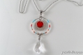 Sautoir pendentif swarovski 'loumi' perles de rocaille rouge 