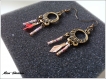 Boucles d'oreilles ethnique - bronze, rose, fuchsia