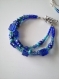 Bracelet et boucles d'oreilles perles aux couleurs bleu vert