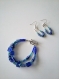 Bracelet et boucles d'oreilles perles aux couleurs bleu vert