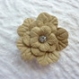 Fleur simili cuir beige avec strass