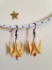 Boucles d'oreilles origami jaunes et blanches .motif vagues japonaises