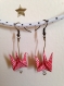 Boucles d'oreilles origami rouge et blanc. motif vagues japonaises.
