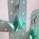 Boucles d'oreilles origami vert d'eau et blanc. motif japonais .