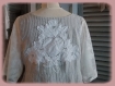  robe lin raye gris perle blanc shabby chic dentelle valencienne crochet broderie anglaise
