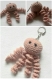 Porte clé pieuvre rose poudré en laine acrylique - crochet