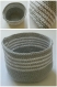 Corbeille ronde grise à rayures blanches en coton mélangé - crochet
