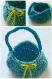 Panier avec anse bleu et jaune en laine acrylique - crochet