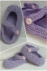 Chaussons bébé babys mauve en laine acrylique taille 3/6 mois - tricot 