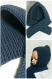 Bonnet-écharpe bébé bleu marine en coton taille 0/3 mois - tricot 