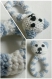 Hochet bébé ourson bleu et blanc en coton mélangé - crochet
