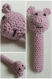 Hochet bébé cochon rose en coton mélangé - crochet