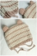 Bonnet bébé rayé beige et caramel en coton mélangé taille 6/12 mois - tricot 