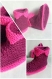 Chaussons bébé montant à revers prune et rose vif en laine acrylique taille 3/6 mois - tricot 