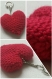 Porte clé coeur rouge en laine acrylique - crochet