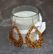 Jolie paire de boucles d'oreilles à pendants forme goutte motif léopard