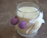 Boucles perles tricot violet
