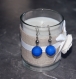 Boucles d'oreilles argentées avec pendants boules facettes bleues