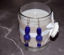 Boucles d'oreilles pendants 3 perles bleu nuit