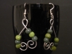Boucles d'oreilles en fil d'alu et perles verte