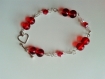 Bracelet rouge romantique en perles de verre et cristal 