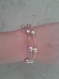 Bracelet en perles de verre nacrées roses et vertes 