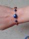 Bracelet nacré rouge et bleu en perles de verre de bohème 