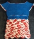 Robe enfant au crochet100% coton, bleu, blanc, rouge