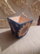 Pot cache pot peint en bleu et décoré en serviettage tournesol cigale provence