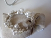 Bracelet en lin naturel et perles blanches nacrées fantaisie