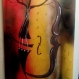 Violoncelle avec arbre abstrait, peinture acrylique.