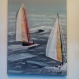 Courses de voiliers en pleine mer,peinture acrylique.
