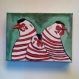 Trio de poules gangster.peinture acrylique.