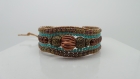 Bracelet perles tressées en marron, bronze et turquoise bijoux fantaisie 98