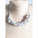 Collier en perles rocailles, perle en verre, opalite et pierre de lune, collier blanc & argenté, 269
