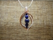 Pendentif lapis lazuli wire wrap, pendentif forme feuille, bijoux fantaisie 704