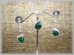 Parure malachite pendentif & boucle d'oreilles, wire wrapping, bijoux malachite, bijoux fantaisie 699