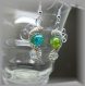 Boucle d'oreille perle de verre & opale opalite wire wrap 85