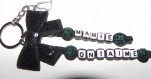 Porte clés prénom • noir et vert émeraude • 2 prénoms