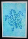 Peinture sur toile tortue sur fond bleu