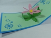 Carte fleur d'été pour la fête des mères en relief 3d kirigami couleur bleu turquoise