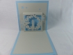 Carte de vœux ou d'anniversaire bougie en relief 3d kirigami couleur bleu alizé/gris perle