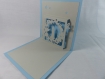 Carte de vœux ou d'anniversaire bougie en relief 3d kirigami couleur bleu alizé/gris perle