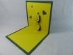 Carte poussin en relief 3d kirigami couleur vert foncé/jaune soleil