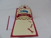 Carte mecanicien pour anniversaire ou autre occasion en relief 3d kirigami couleur rouge groseille et ivoire