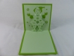 Carte de vœux lutin de noël garçon en relief 3d kirigami couleur vert menthe et vert pale