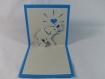 Carte eléphant pour anniversaire ou autre occasion en relief 3d kirigami couleur bleu turquoise et gris perle