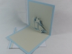 Carte goëlette en kirigami 3d couleur gris perle et bleu alizé