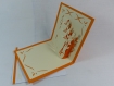 Carte vases en relief kirigami 3d couleur orange vif et ivoire