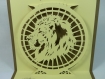 Carte lion en relief kirigami 3d couleur marron taupe et chamois